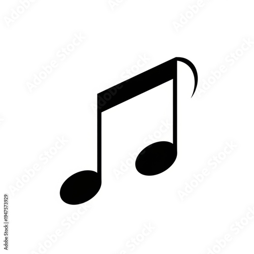 Black Eighth Musical Note Symbol Icon.