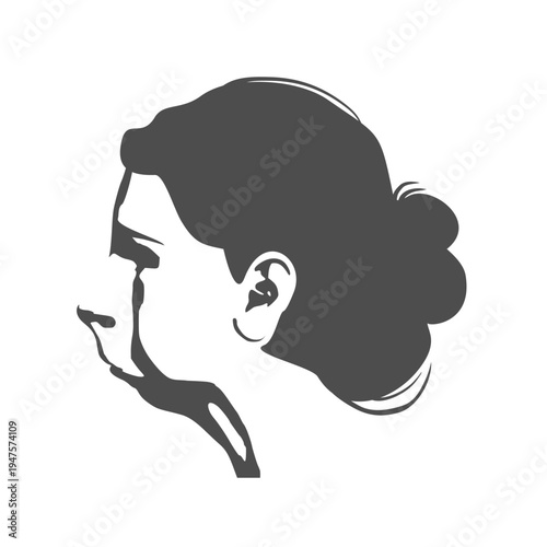 Old lady head. Senior grandmother woman face side view.