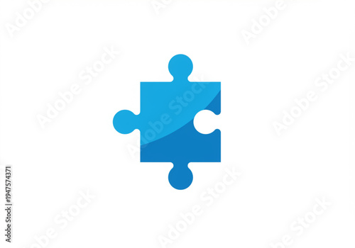 Blue Puzzle Piece Icon Illustration.