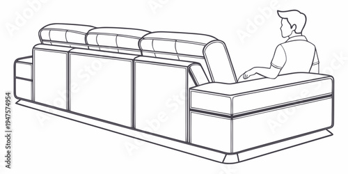 A man sitting on a large, modern sectional sofa with a remote control.