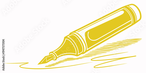 A vibrant yellow marker pen drawing a smooth, continuous line on a white surface