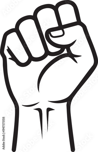 A symbolic raised clenched fist, with the back of hand visible, representing power, unity, and the spirit of defiance and strength.