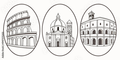 Iconic landmarks from ancient rome and the renaissance period
