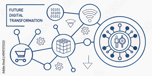 Visual representation of a complex network of interconnected nodes and data flow.
