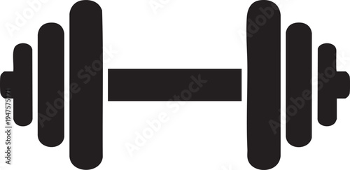 A simple yet powerful black outline illustration of a classic barbell dumbbell, representing strength training and fitness.