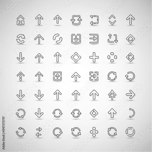 Collection of Various Black and White Icons.