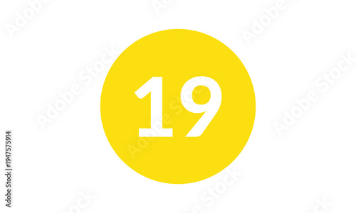 abstract bullet point number 19 on yellow circle design.