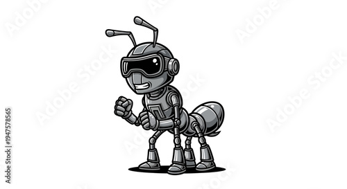 Robot Ant Character Cartoon Illustration Design.