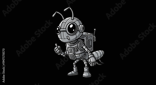 Robot Bee Character Illustration Design Concept.