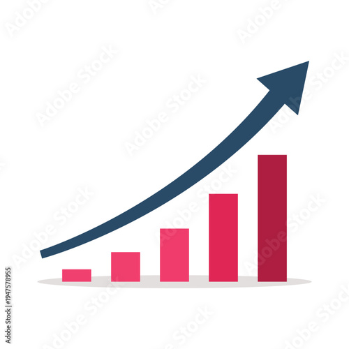 Business growth chart with upward trending arrow and bar graph