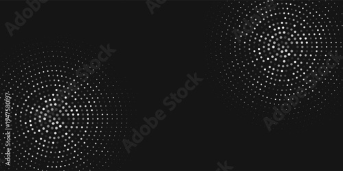 Halftone vector abstract background of circular dots. Texture of particles. Random maze, puzzle. Chaotic ornament. Circular pattern of point.