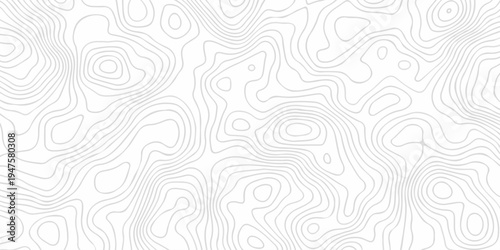 Abstract discovery topographic map banner texture background. Contour abstract map relief land outline. Topographic map patterns. White wave paper curved relief abstract background. Seamless topo line