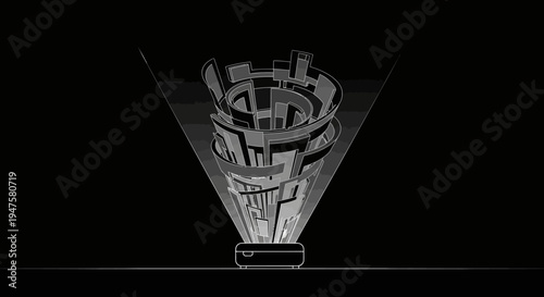 Black and white architectural model structure.
