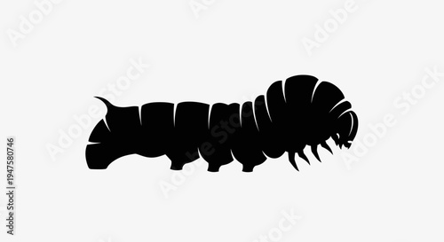 Black Caterpillar Silhouette Side View.