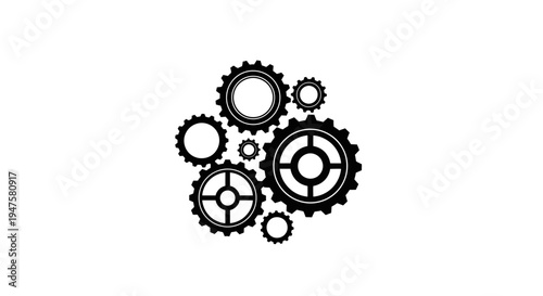 Black and white gear system.