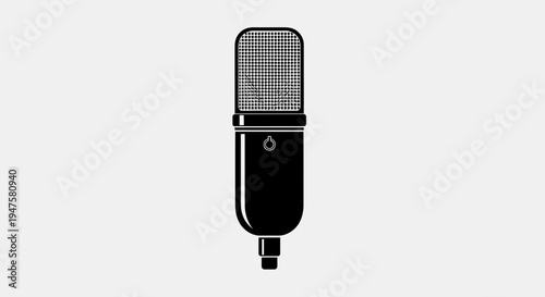 Black dynamic microphone on stand.