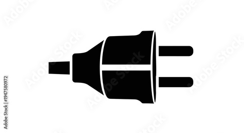Black electrical plug icon isolated.