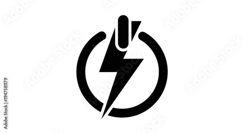 Black lightning bolt power symbol icon.