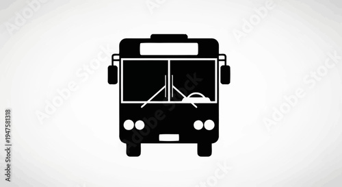 Black bus front view silhouette icon.