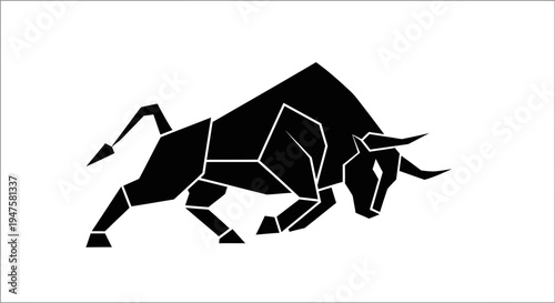 Black bull geometric polygon shape.