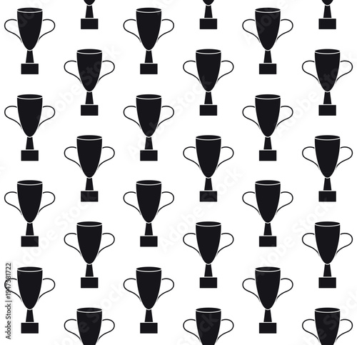 Vector seamless pattern of flat colored winner cup isolated on white background