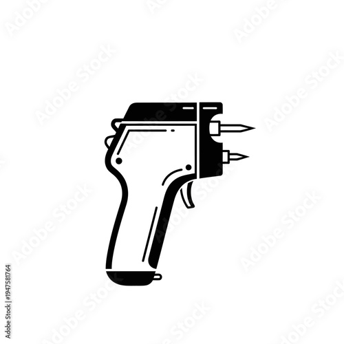 Black and white illustration of a taser or stun gun device