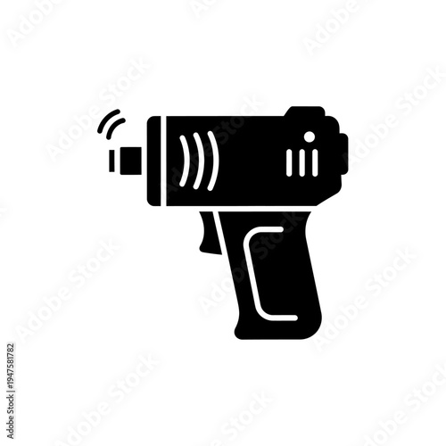 A sleek black silhouette of a futuristic ray gun or blaster