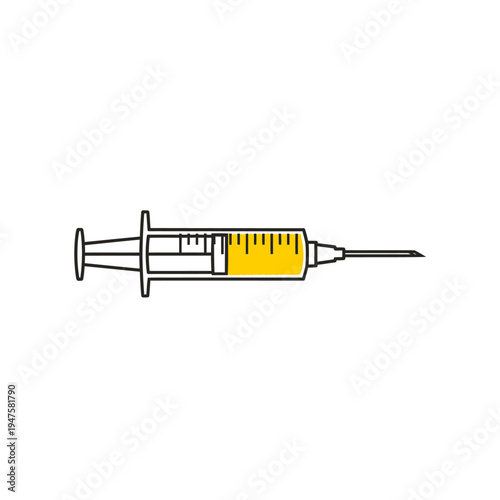 Illustration of a medical syringe filled with yellow liquid solution