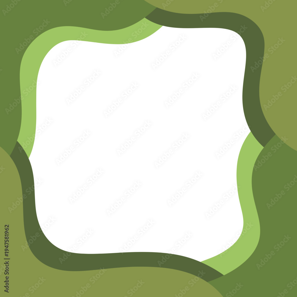 Fototapeta premium Organic Green Fluid Frame with Rounded Abstract Border