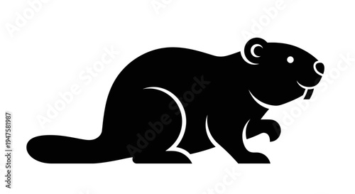 Black silhouette of a beaver animal.