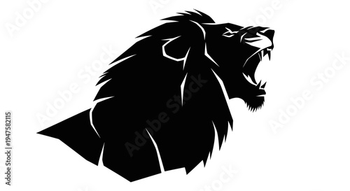 Black silhouette of a lions head.
