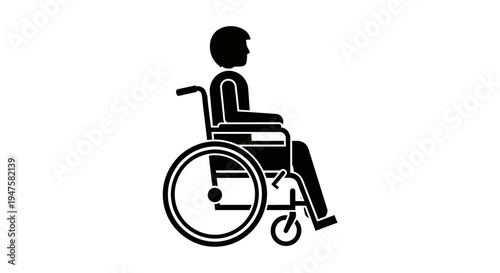 Black silhouette of a person wheelchair.