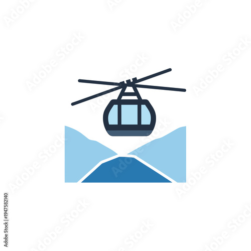 Gondola Lift Above Snowy Mountains vector illustration