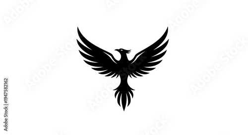 Black silhouette of a phoenix bird.