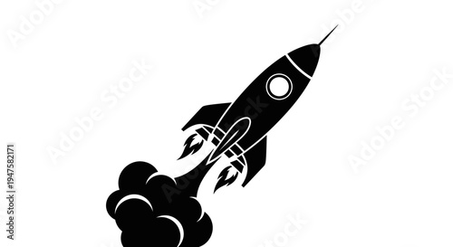 Black silhouette of a rocket ship.