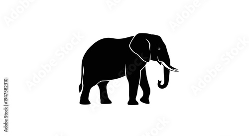 Black silhouette of an elephant.