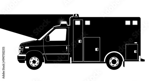 Black silhouette of an ambulance vehicle.