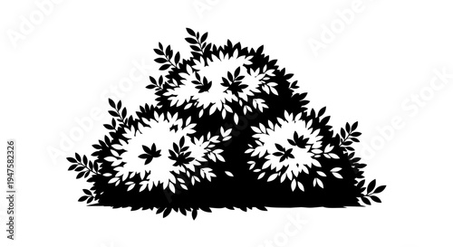 Black silhouette of blooming flowers.
