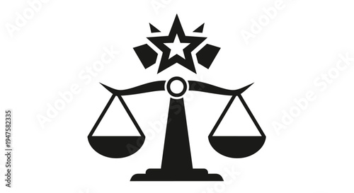 Black silhouette of balance scales icon.