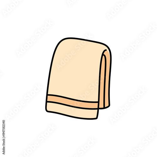 Simple Beige Towel With Stripes vector illustration