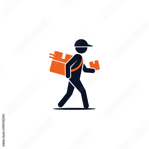 Delivery Man Carrying Boxes Icon vector illustration