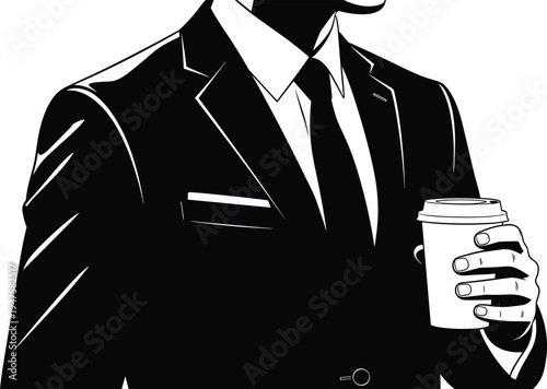Man in Suit Holding a Coffee Cup business
