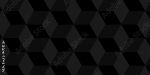 Vector structure box minimal black paper abstract cube. minimal square wall texture. geometric tile hexagon mosaic wall grid wallpaper. block cube isometric mosaic background.