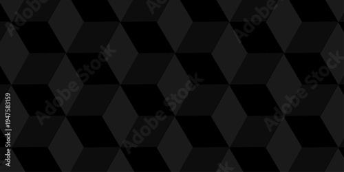 Vector structure box minimal black abstract cube square wall texture. geometric tile hexagon mosaic wall grid wallpaper. minimal geometric block cube isometric mosaic texture background.
