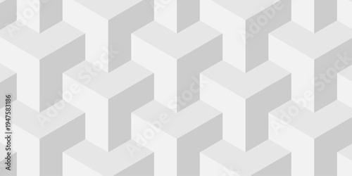 Vector structure box minimal white abstract cube. paper square wall texture. geometric tile hexagon mosaic wall grid wallpaper. minimal geometric block cube isometric mosaic background.