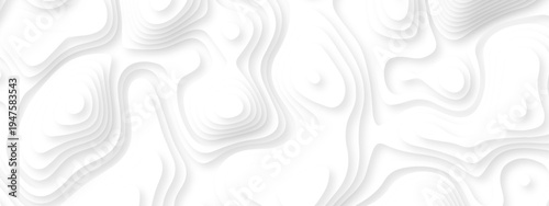 Abstract background vector Abstract wavy line 3d paper cut white background. Abstract pattern with lines. Abstract sea map geographic contour map and topographic contours map background.