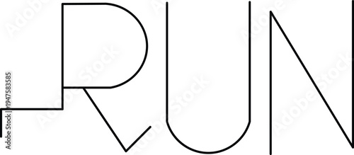 A minimalist logo design featuring the word RUN in a modern and sleek font style