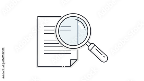 Magnifying glass on a document.