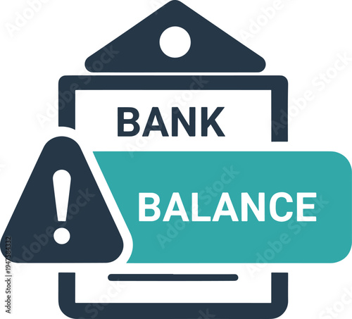 Bank balance warning alert on mobile phone, financial notification and caution