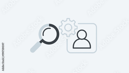 Magnifying glass on profile icon.